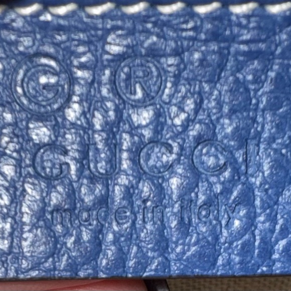 GUCCI AUTHENTIC CALFSKIN PERIWINKLE BLUE INTERLOCKING GG CHAIN SHOULDER BAG.NWOT - Picture 8 of 16